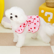 ドッグウェア 犬服 ワンピース ペット 猫 女の子 洋服 ドレス ノースリーブ フレア フリル リボン イチゴ柄 薄手 春夏 可愛い
