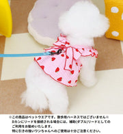 ドッグウェア 犬服 ワンピース ペット 猫 女の子 洋服 ドレス ノースリーブ フレア フリル リボン イチゴ柄 薄手 春夏 可愛い