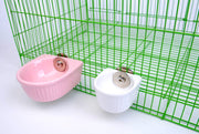 フードボウル ケージ用 小動物用 ハムスター用 ペット用品 トリーツ入れ ペレット入れ エサ入れ 陶器 ケージ 取り付け ジャンガリアン ゴールデン ロボフスキー チンチラ モルモット 便利 清潔 ペットグッズ ウォーターボウル 水飲み 水入れ ホワイト 白 ピンク 小さい コンパクト 小さめ かわいい シンプル 無地