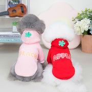 ペットウエア パーカー フーディー 犬用 犬服 ネコ 猫服 イヌ ドッグウェア 猫 ネコ トップス プルオーバー 袖あり 袖リブ 裾リブ ロゴ 防寒 あったか お出かけ お散歩 オレンジ レッド 赤 イエロー