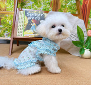 ペットウェア ドッグウェア タンクトップ ペット 犬服 トップス ノースリーブ 袖なし 春 夏 秋 日よけ 紫外線対策 Dカン付き リボン フリル かわいい 可愛い おしゃれ 小型犬 散歩 お出かけシーン