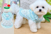 ペットウェア ドッグウェア タンクトップ ペット 犬服 トップス ノースリーブ 袖なし 春 夏 秋 日よけ 紫外線対策 Dカン付き リボン フリル かわいい 可愛い おしゃれ 小型犬 散歩 お出かけシーン