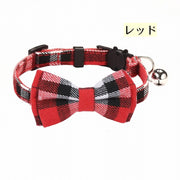 首輪 カラー 猫用 犬用 単品 ペット用品 ドッグ キャット 鈴付き リボン 蝶ネクタイ かわいい キュート セーフティーバックル 安全バックル チェック柄 長さ調整 サイズ調整 いぬ ねこ