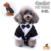 ペットウェア ドッグウェア フォーマル タキシード風 蝶ネクタイ付き コスプレ 犬用 猫用 犬服 仮装 衣装 パーティ 写真撮影 可愛い かわいい ペット用品