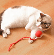 電動猫じゃらし ペット用おもちゃ 自動 ボール 動く 転がる ローリング 紐付き ロープ 猫用おもちゃ 犬 ネコ ペットトイ 回転 光る 暇つぶし ストレス解消 リチウム