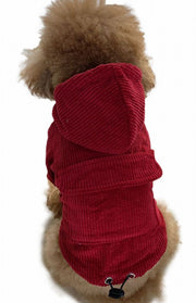 犬用パーカー ペットウェア ペット服 ドッグウェア ペットとお揃い ペアルック 小型犬 中型犬 トップス 袖あり フード付き ポケット付き コーデュロイ 無地 ブルー レッド シンプル かわいい キュート お散歩 おでかけ