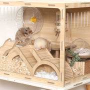 小動物用 おもちゃ 遊び場 トンネル ハムスター リス 木製 小動物 小型動物 ペットグッズ 小動物用品 ペット 運動 ハウス はしご 階段 アーチ 滑り台 橋 迷路 通路 ケージ内用 ナチュラル かわいい シンプル