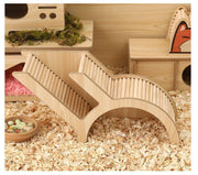 小動物用 おもちゃ 遊び場 トンネル ハムスター リス 木製 小動物 小型動物 ペットグッズ 小動物用品 ペット 運動 ハウス はしご 階段 アーチ 滑り台 橋 迷路 通路 ケージ内用 ナチュラル かわいい シンプル
