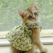 ペットウェア ワンピース 袖なし 犬服 猫服 ノースリーブ ドッグウェア キャットウェア 犬用 猫用 小型犬 中型犬 ペット用品 花柄 フラワー リボン フリル 可愛い 薄手 夏 秋 春