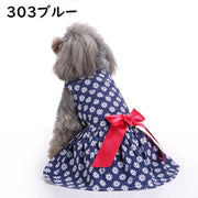 ペットウェア ドッグウェア ワンピース 袖なし リボン付き キャットウェア ペット用品 犬の服 猫の服 前開き プルオーバー チェック柄 迷彩柄 可愛い おしゃれ お出掛け 散歩 犬服 猫服 ペットグッズ XS S M L