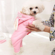 ドッグウエア ペットウエア カバーオール つなぎ 犬の服 犬服 猫服 長袖 長ズボン 裏ボア あったか 防寒 スナップボタン うさ耳 しっぽ ロングパンツ 前開き うさぎ フード付き カジュアル かわいい おしゃれ 犬用 小型犬 中型犬 秋 冬 ペット用品 お出かけ お散歩 ペットグッズ ワンちゃん グレー ピンク XS S M Ｌ XL