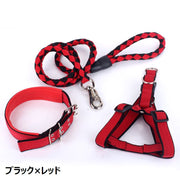 リード 首輪 ハーネス 3点セット ペットグッズ ペット用品 犬用 リーシュ カラー 散歩紐 お散歩グッズ お出かけ 牽引紐 いぬ 小型犬 中型犬 猫用