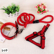 リード 首輪 ハーネス 3点セット ペットグッズ ペット用品 犬用 リーシュ カラー 散歩紐 お散歩グッズ お出かけ 牽引紐 いぬ 小型犬 中型犬 猫用