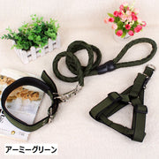 リード 首輪 ハーネス 3点セット ペットグッズ ペット用品 犬用 リーシュ カラー 散歩紐 お散歩グッズ お出かけ 牽引紐 いぬ 小型犬 中型犬 猫用
