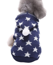 ペットウエア ニット 犬服 猫服 模様入り セーター タートル フーディ プルオーバー ドッグウエア キャットウエア 秋冬 防寒 ノルディック柄 星 スカル ドクロ 骨型 ロゴ お散歩 お出掛け 袖なし フード付 ハイネック ペット用品 わんちゃん ねこちゃん