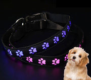 首輪 犬用 猫用 LEDライト 光る USB充電式 お散歩グッズ 足あと 肉球 かわいい シンプル 長さ調整可能 ペット用品