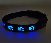 首輪 犬用 猫用 LEDライト 光る USB充電式 お散歩グッズ 足あと 肉球 かわいい シンプル 長さ調整可能 ペット用品