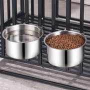 ペット用食器 フードボウル ウォーターボウル 2点セット 中型犬 ステンレス製 ケージ用 ペット用 犬用品 猫用品 食器 皿 リング エサ入れ 餌入れ 水入れ シンプル 使いやすい ネジ固定 簡単取付
