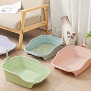 猫用トイレ スコップ付き キャットトイレ トイレ容器 猫砂入れ オープンタイプ ペット用品 トレー ネコトイレ トイレタリー 飛散防止 飛び散り防止 四角形 シャベル付き ネコ ねこ