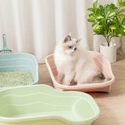 猫用トイレ スコップ付き キャットトイレ トイレ容器 猫砂入れ オープンタイプ ペット用品 トレー ネコトイレ トイレタリー 飛散防止 飛び散り防止 四角形 シャベル付き ネコ ねこ