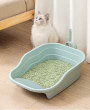 猫用トイレ スコップ付き キャットトイレ トイレ容器 猫砂入れ オープンタイプ ペット用品 トレー ネコトイレ トイレタリー 飛散防止 飛び散り防止 四角形 シャベル付き ネコ ねこ
