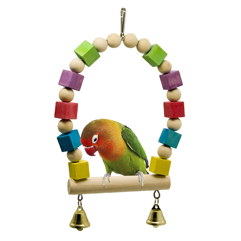 ペット用品 鳥用品 止まり木 おもちゃ 玩具 インコ 鳥 オウム 吊り下げタイプ 鈴 ベル 木製 ウッド ストレス解消