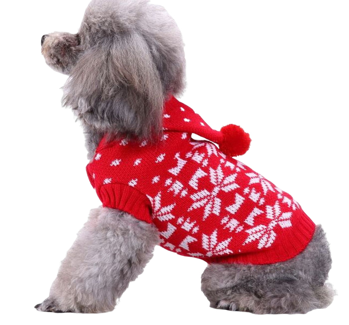 ペット服 セーター 犬 猫 模様編 ニット フード付 ハイネック ドッグウエア キャットウエア 秋冬 防寒 ノルディック柄 ハート 杢調 肉球 カラフル お散歩 お出掛け フーディ プルオーバー クリスマス ペット用品 わんちゃん ねこちゃん