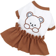 ペットウェア ドッグウエア Tシャツ カットソー ワンピース 犬服 洋服 犬 猫 ワッフル生地 くま かわいい プルオーバー キャットウェア ドッグウェア