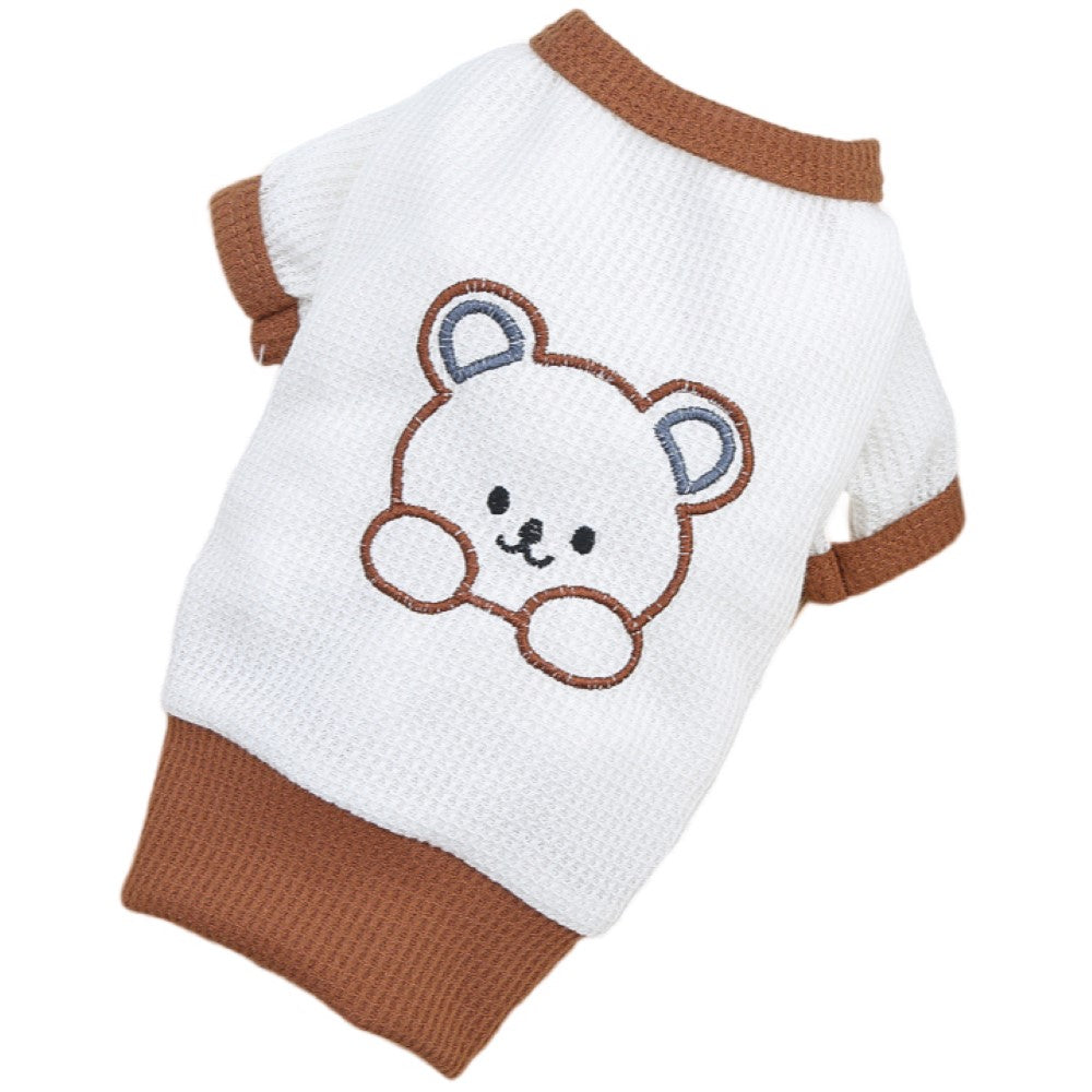 ペットウェア ドッグウエア Tシャツ カットソー ワンピース 犬服 洋服 犬 猫 ワッフル生地 くま かわいい プルオーバー キャットウェア ドッグウェア