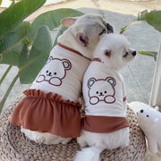 ペットウェア ドッグウエア Tシャツ カットソー ワンピース 犬服 洋服 犬 猫 ワッフル生地 くま かわいい プルオーバー キャットウェア ドッグウェア