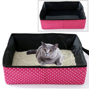 ペット用トイレ 折り畳み式 猫用 ネコ ねこ キャット トイレタリー用品 ペット用品 ペットグッズ 簡易トイレ 防水 軽量 携帯用 コンパクト 持ち運び 折り畳み ドット グレー ネイビー ピンク レッド グリーン