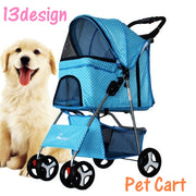 ペットカート ペット用 犬用 猫用 キャリー 折りたたみ式 軽量 ペットグッズ ペット用品 バギー フルカバー ドット柄 無地 水玉 可愛い おしゃれ お散歩