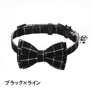 猫用首輪 ねこ ペット用品 チェック柄 カラー チョーカー セーフティーバックル 蝶ネクタイ リボン 鈴付き おしゃれ かわいい おめかし キュート ギフト プレゼント デイリー ネコ キャットグッズ ブラック ブルー ピンク グレー 黒 赤 レッド クリスマス スノー