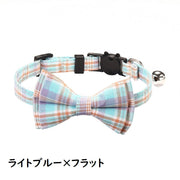 猫用首輪 ねこ ペット用品 チェック柄 カラー チョーカー セーフティーバックル 蝶ネクタイ リボン 鈴付き おしゃれ かわいい おめかし キュート ギフト プレゼント デイリー ネコ キャットグッズ ブラック ブルー ピンク グレー 黒 赤 レッド クリスマス スノー