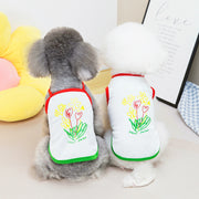 ペットウェア キャミソール タンクトップ 犬 猫 ドッグ キャット 犬服 小型犬 中型犬 ペット用品 ペットグッズ 袖なし ノースリーブ プルオーバー 通気性 お花 チューリップ プリント入り 薄手 可愛い お洒落 カジュアル キュート シンプル お出かけ 部屋着