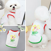 ペットウェア キャミソール タンクトップ 犬 猫 ドッグ キャット 犬服 小型犬 中型犬 ペット用品 ペットグッズ 袖なし ノースリーブ プルオーバー 通気性 お花 チューリップ プリント入り 薄手 可愛い お洒落 カジュアル キュート シンプル お出かけ 部屋着