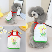 ペットウェア キャミソール タンクトップ 犬 猫 ドッグ キャット 犬服 小型犬 中型犬 ペット用品 ペットグッズ 袖なし ノースリーブ プルオーバー 通気性 お花 チューリップ プリント入り 薄手 可愛い お洒落 カジュアル キュート シンプル お出かけ 部屋着