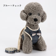 ハーネスリード セット ハーネス 胴輪 リード 小型犬 ペット用品 犬用品 犬グッズ 散歩 お出かけ おしゃれ 可愛い チェック ドット ストライプ