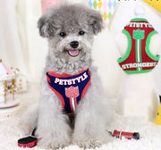 ハーネス リード 犬用 2点セット ペット用品 小型犬 ドッググッズ 牽引ヒモ カジュアル ロゴ おしゃれ お散歩 お出掛け わんちゃん
