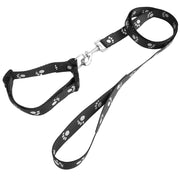 首輪リード ハーネスリード 2点セット ペット用品 ペットグッズ 犬用 イヌ ドッグ 猫用 小型犬 足跡柄 おしゃれ かわいい お散歩 お出かけ ナイロン