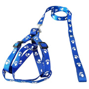 首輪リード ハーネスリード 2点セット ペット用品 ペットグッズ 犬用 イヌ ドッグ 猫用 小型犬 足跡柄 おしゃれ かわいい お散歩 お出かけ ナイロン