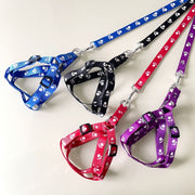 首輪リード ハーネスリード 2点セット ペット用品 ペットグッズ 犬用 イヌ ドッグ 猫用 小型犬 足跡柄 おしゃれ かわいい お散歩 お出かけ ナイロン
