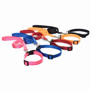 リード 首輪 2点セット ペット用品 お散歩グッズ 牽引ロープ 犬 猫 反射 ワンタッチバックル 夜間安全対策 事故防止 サイズ調整