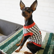 ペット服 タンクトップ 犬 猫 小型犬 ペットウエア 千鳥格子 チェック リブ お出掛け お散歩 袖なし トップス 可愛い おしゃれ ブラック レッド 黒 赤 春 夏 ペットグッズ 犬用品 猫用品