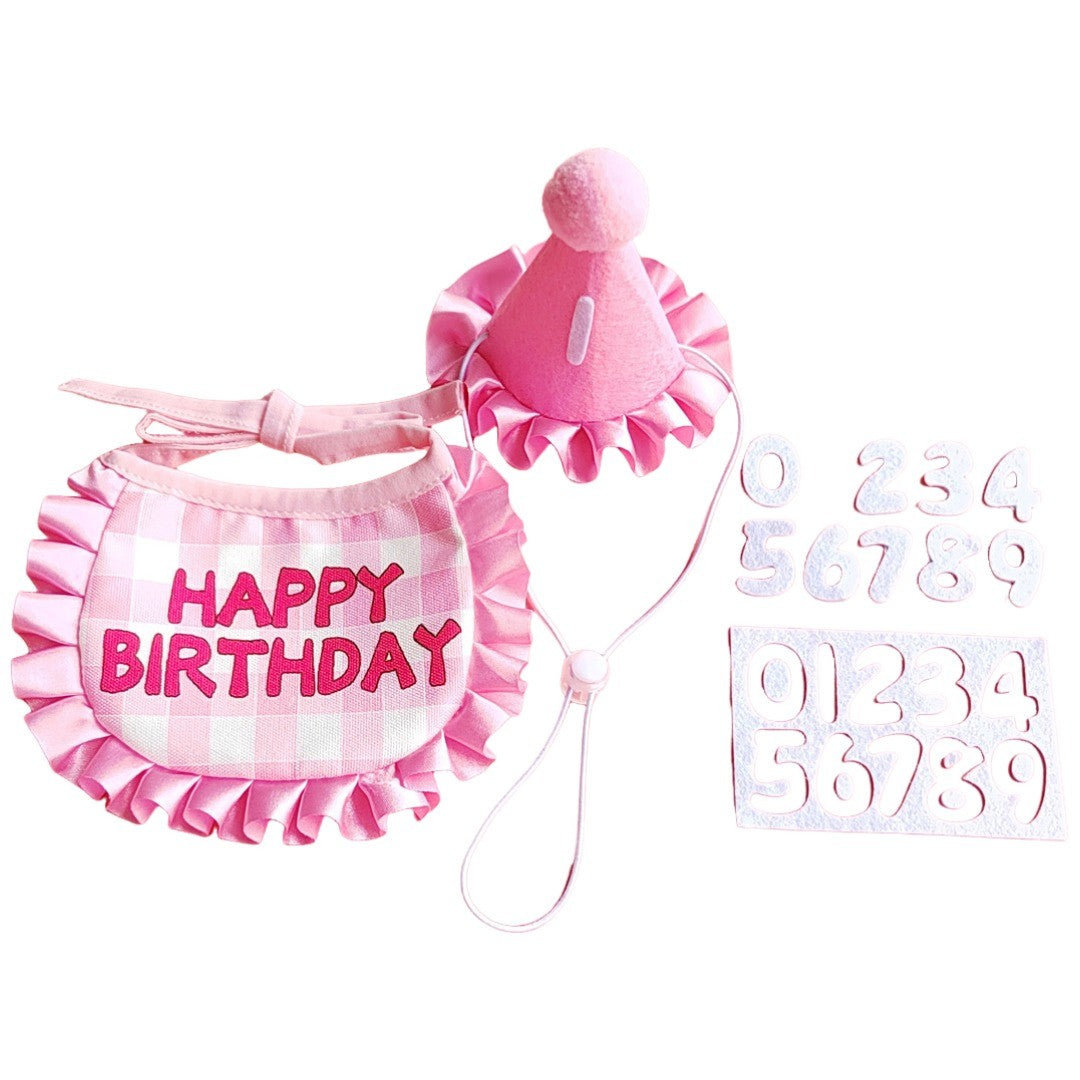 ペット用スタイ 帽子 ナンバーシール 3点セット 犬 猫 ペット用品 誕生日 バースデー お祝い パーティー 首飾り 記念撮影 よだれかけ 前掛け ビブ 数字 ステッカー かわいい イヌ ネコ