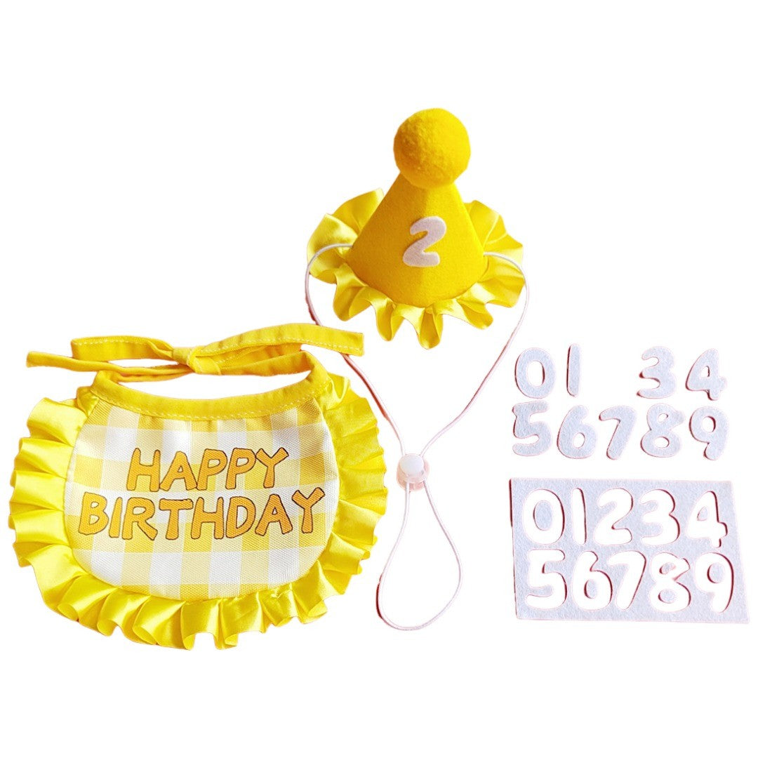 ペット用スタイ 帽子 ナンバーシール 3点セット 犬 猫 ペット用品 誕生日 バースデー お祝い パーティー 首飾り 記念撮影 よだれかけ 前掛け ビブ 数字 ステッカー かわいい イヌ ネコ