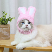 ペット用帽子 コスプレ 猫 小型犬 かぶり物 ペット用品 猫用品 犬用品 ペットグッズ 頭巾 キャップ ウサギ ウサ耳 防寒 仮装 ハロウィン イベント パーティ 撮影会