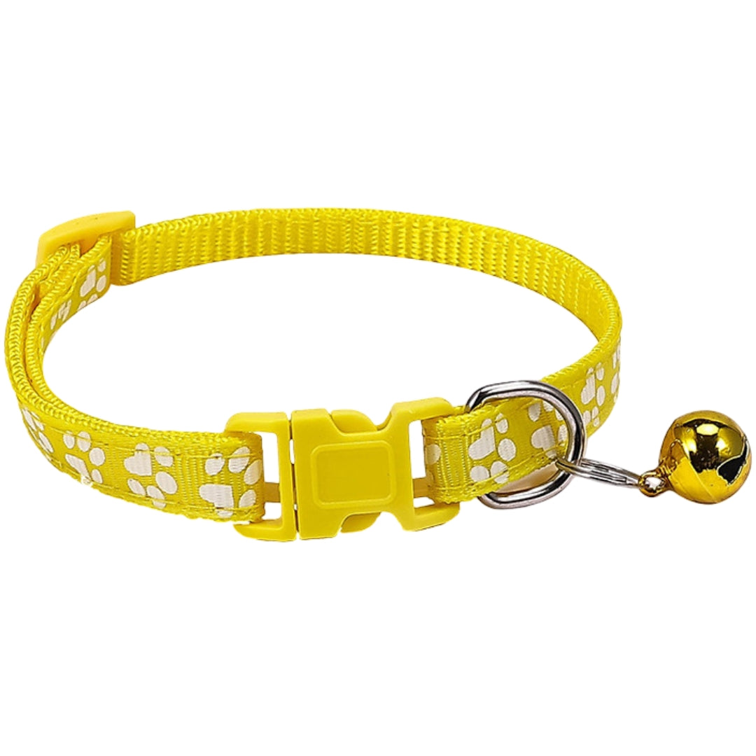 首輪 ペット用品 犬 小型犬 猫 鈴 ワンタッチバックル カラバリ豊富 足跡 かわいい おしゃれ イヌ ネコ ペット 子犬 調節可能 お散歩