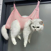 グルーミングハンモック 吊り下げ ペット用品 猫用 犬用 フック付き メッシュ 通気性 暴れ防止 自宅ケア シャンプー 爪切り 歯磨き 耳掃除 お手入れ トリミング用品 ペット美容 簡単 多用途 シンプル 便利