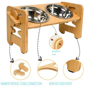 ペット用食器台 食器スタンド 猫用 老猫 子猫 老犬 犬用 小型犬 中型犬 フードスタンド フードボウル付き 高さ調節可能 餌入れ エサ入れ 水入れ 食べやすい 水平置き 斜め置き ペット用品
